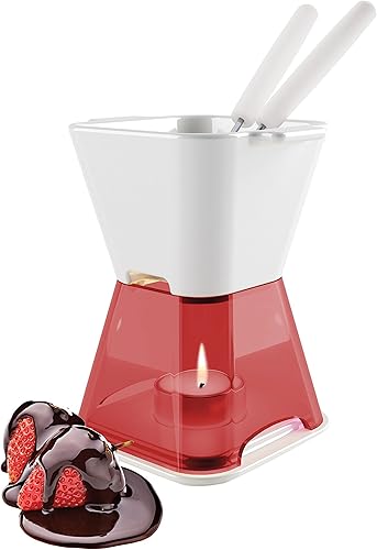 Swissmar Deco - Juego de fondue de chocolate de 6 piezas, color rojo