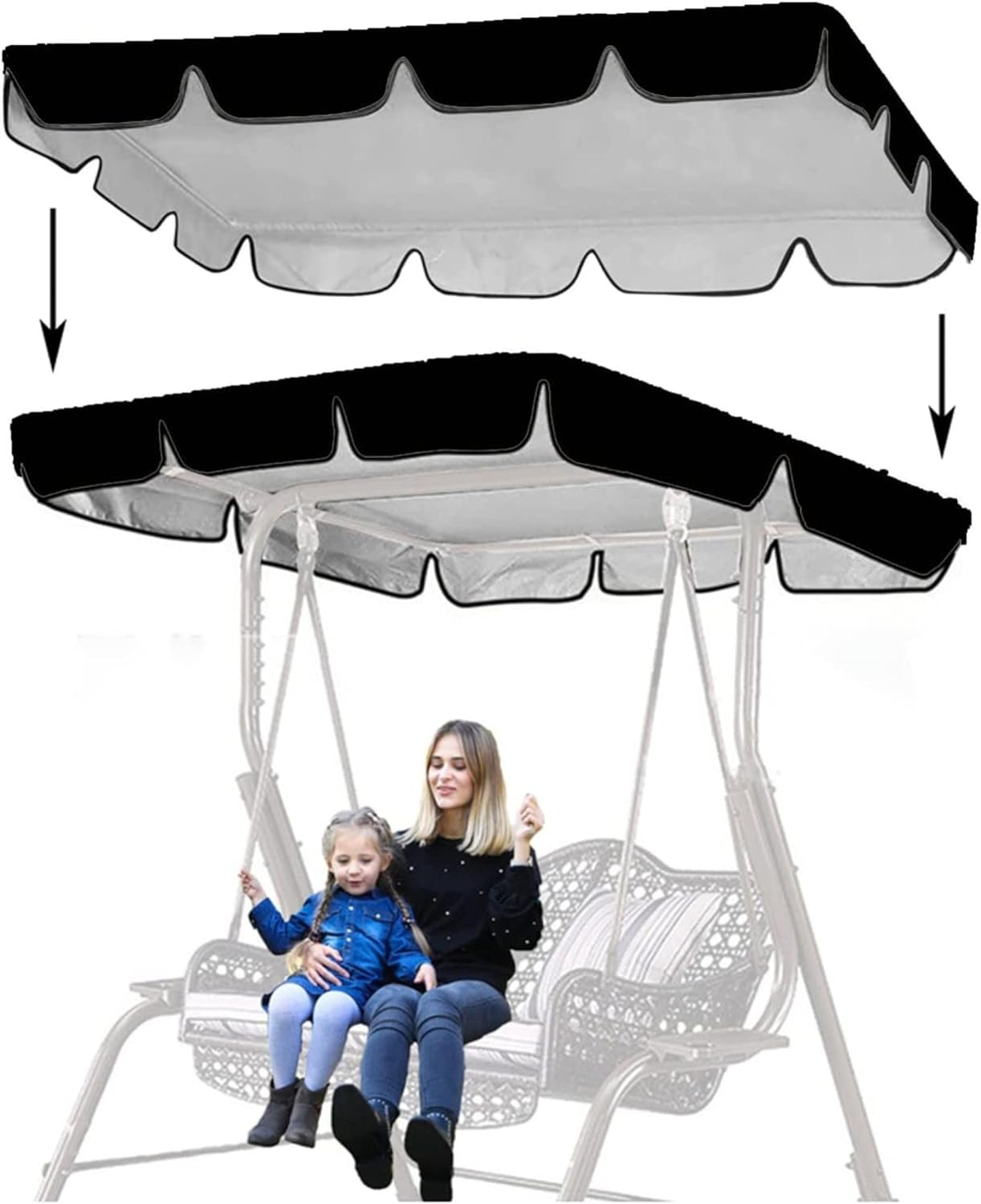 Seat Canopy Swing Top Cover,Replacement Canopy for Garden Swing Seat Waterproof,Swing Top Cover Canopy for Garden Outdoor Furniture Swing Chair (Cover Only)