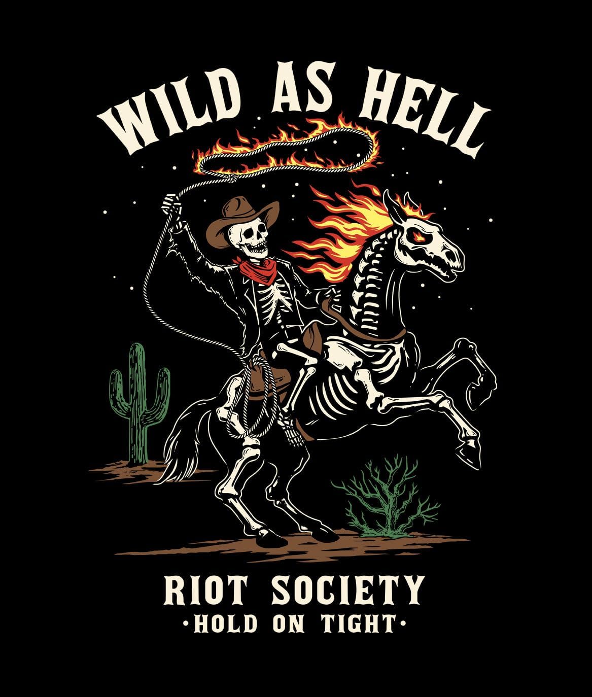 Riot Society Wild As Hell Cowboy Skeleton Mens Hoodie - Black, X-Large - Image 5