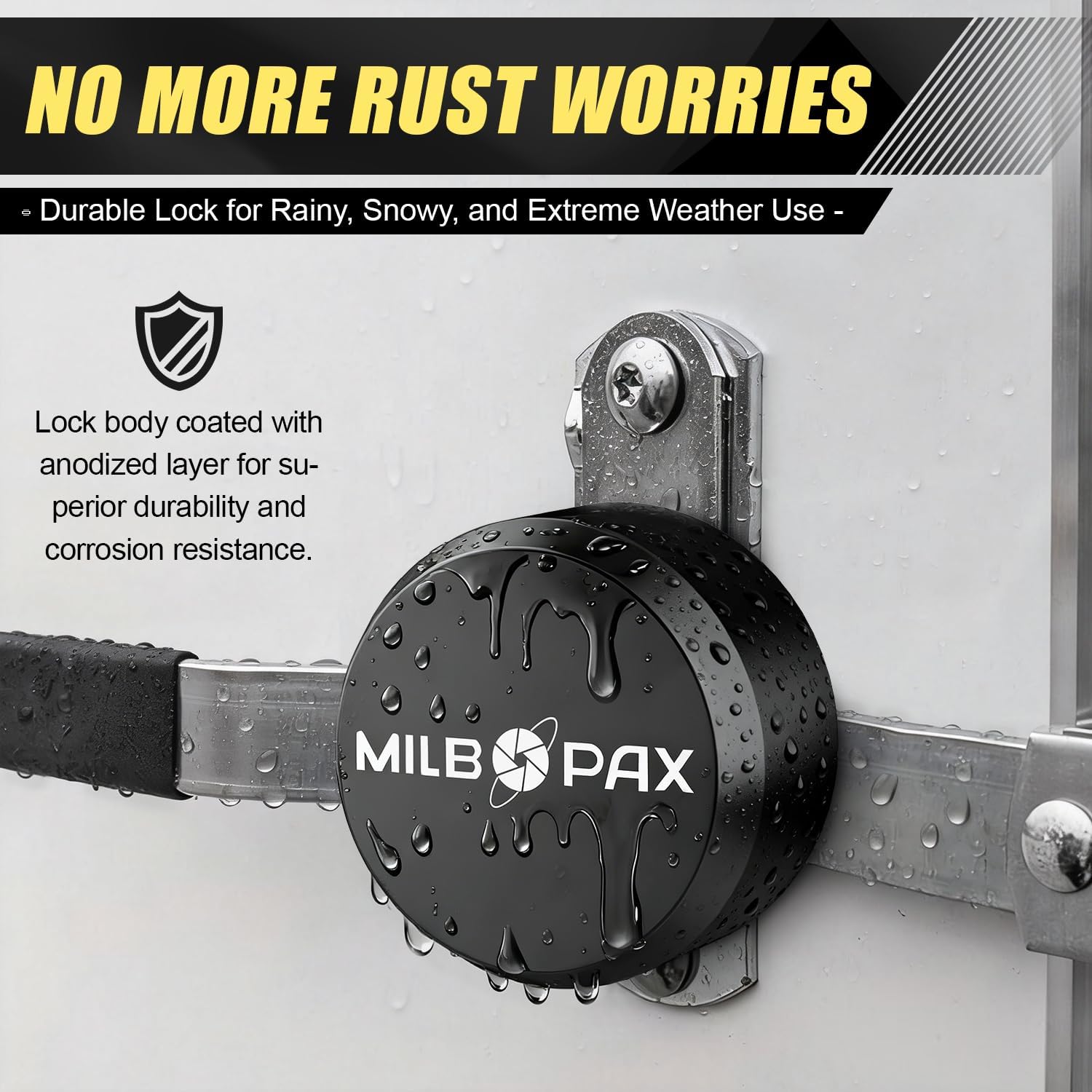 Trailer Door Lock – Keyed Alike Puck Locks for Trailers Trucks Vans Sheds, One-Click Lock Design, Heavy-Duty Shipping Container Lock (Black, 2 Pack, 6 Keys)