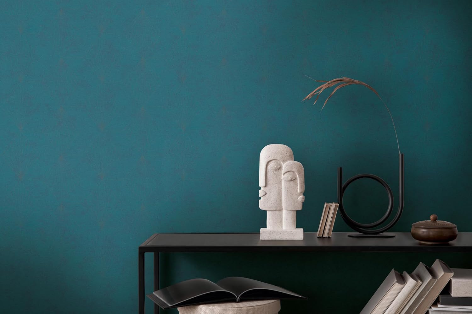 A.S. Création Non-Woven Wallpaper, Blue, Green, High-Quality Non-Woven Wallpaper, Plain 399383, Wall Wallpaper for Various Rooms, Made in Germany