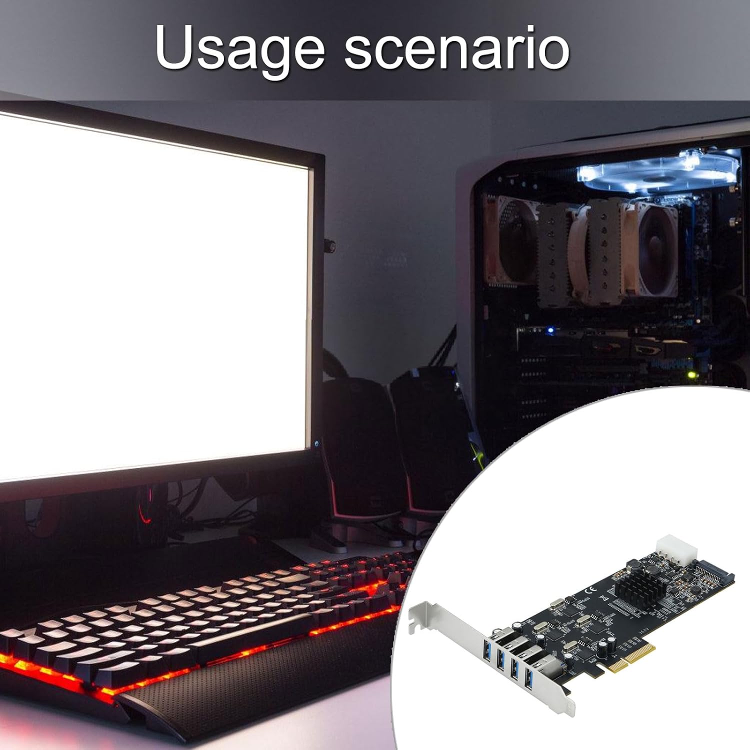 4 USB3.0 Interfaces Expansion Card PCIe 4 Connection 5Gbps Speed Per Channel Easy Installation