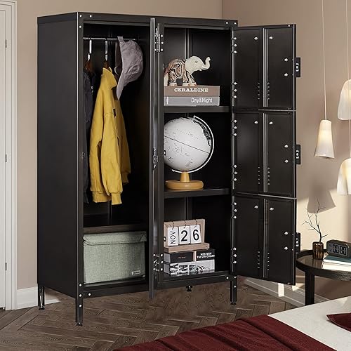 Miniatura 10 de Yizosh Armario de metal con 6 puertas con cerradura, armarios de almacenamiento de acero industrial para empleados  Armarios de almacenamiento de