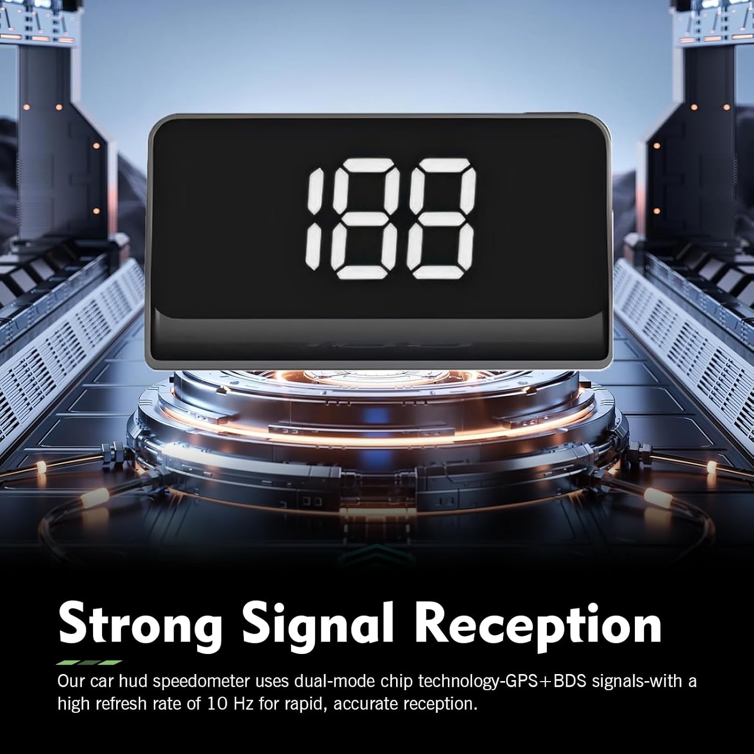 Car Heads Up Display, High Definition Center Console Speedometer Projector, USB Plug & Play Night Visible HUD Digital Speedometer, Universal for Most Cars (White)