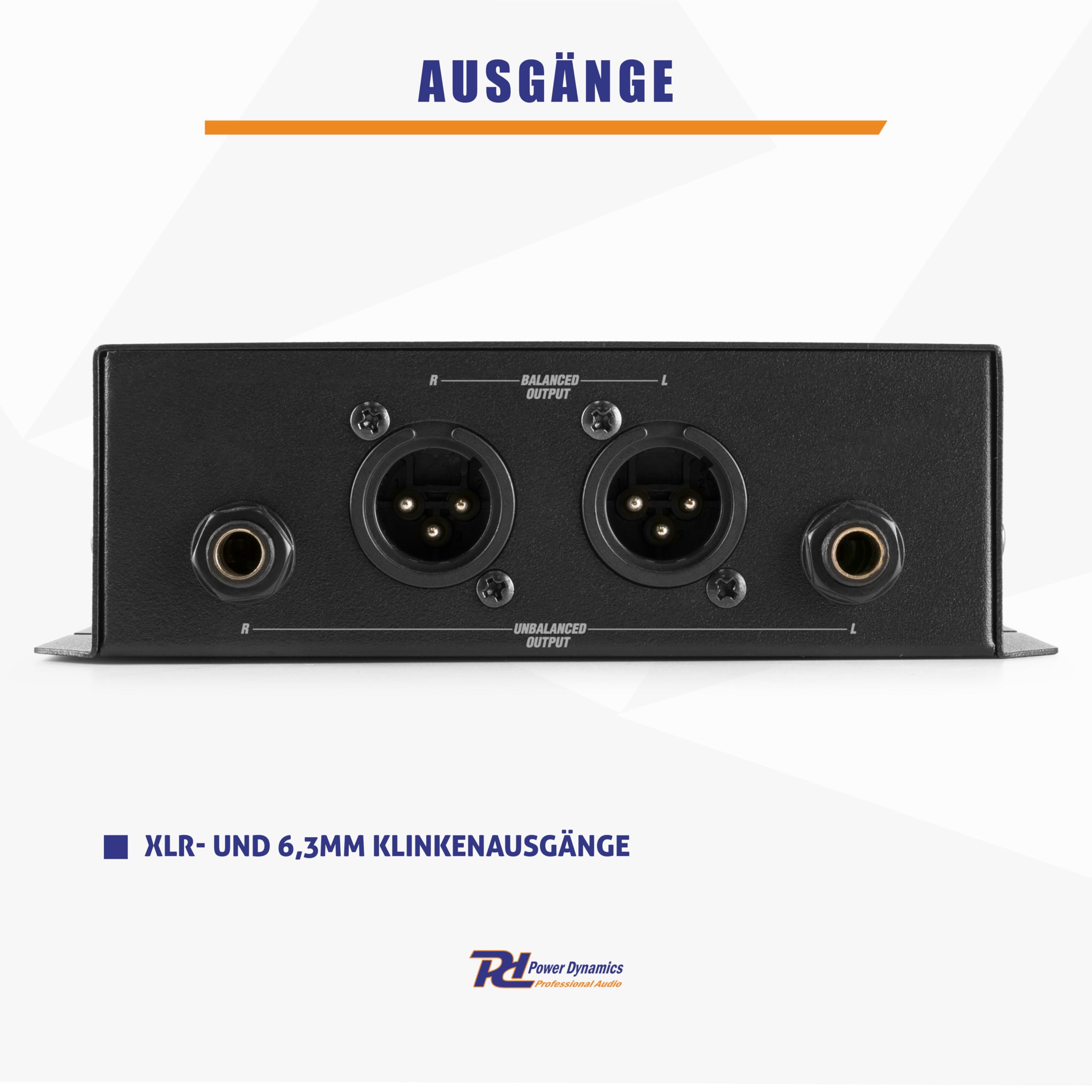 Power Dynamics PDX40 Bluetooth Empfänger für Stereoanlage, Drahtloser Audio Adapter - BT 5.0-Technologie, 30m Reichweite, 3-Pol XLR Out, 6,3 Klinke In, Bluetooth Empfänger - Schwarz