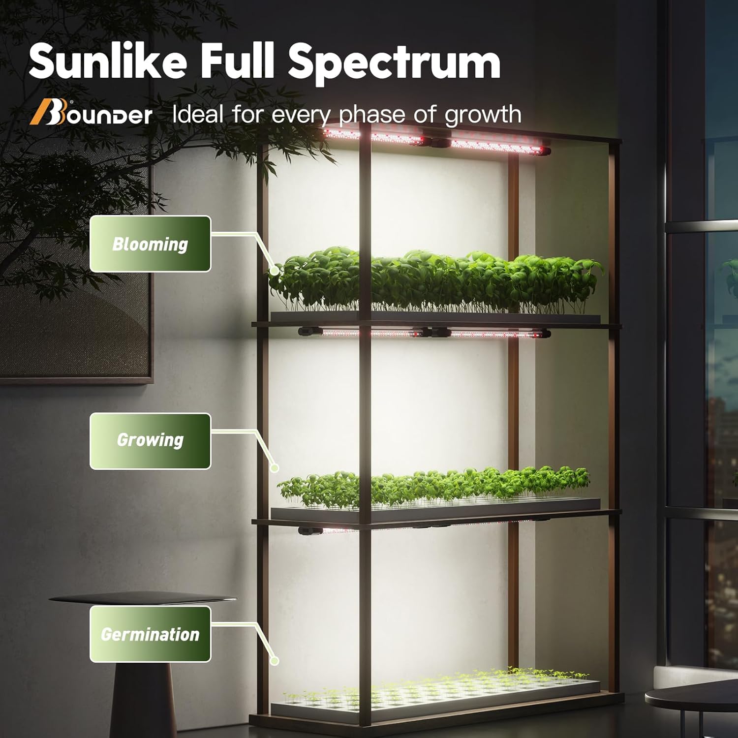 BBOUNDER 4 Pack 2ft LED Grow Light with Mechanical Outlet Timer, 80W (4x20W, 440W Equivalent), Sunlike Full Spectrum Linkable Plant Lighting Fixture for Hydroponic Indoor Plant - Image 2