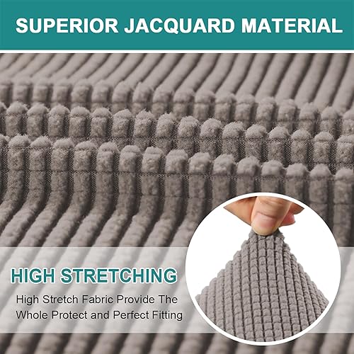 Miniatura 4 de UNBBRRL Funda de sofá Chesterfield de jacquard elástico, fundas de cojín gruesas para sofá, protector de muebles para sala de estar (gris, silla +