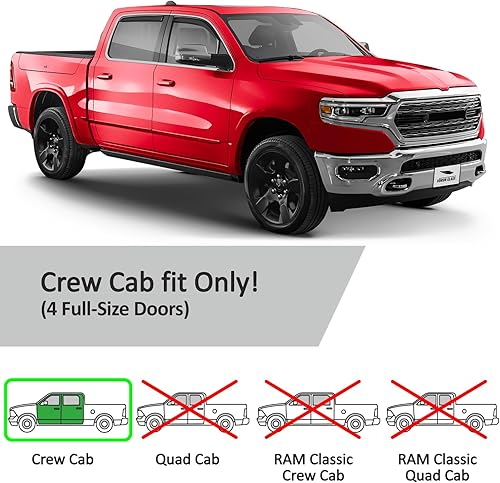 Miniatura 5 de Voron Glass Protectores de lluvia extra duraderos en canal para camiones Dodge RAM 1500 2019-2025 Crew Cab, deflectores de ventana, viseras de