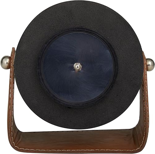 Miniatura 3 de Deco 79 Reloj de acero inoxidable con soporte de cuero, 6" x 3" x 6", plateado