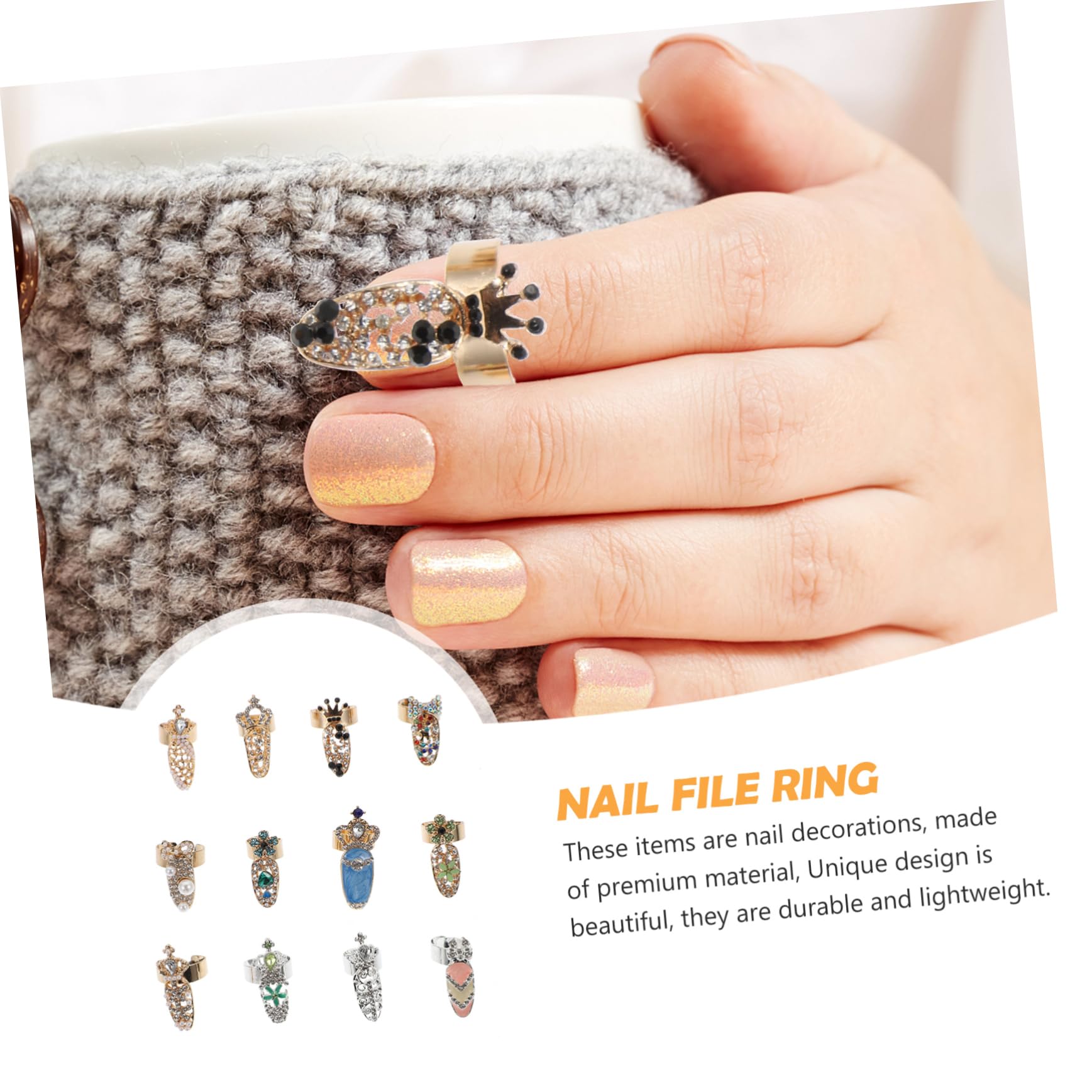 12 Pezzi Anelli per Unghie in Lega Pietre Decorative per Donna Accessori Manicure per Feste e Cerimonie Design Elegante e Semplice Stile Casuale