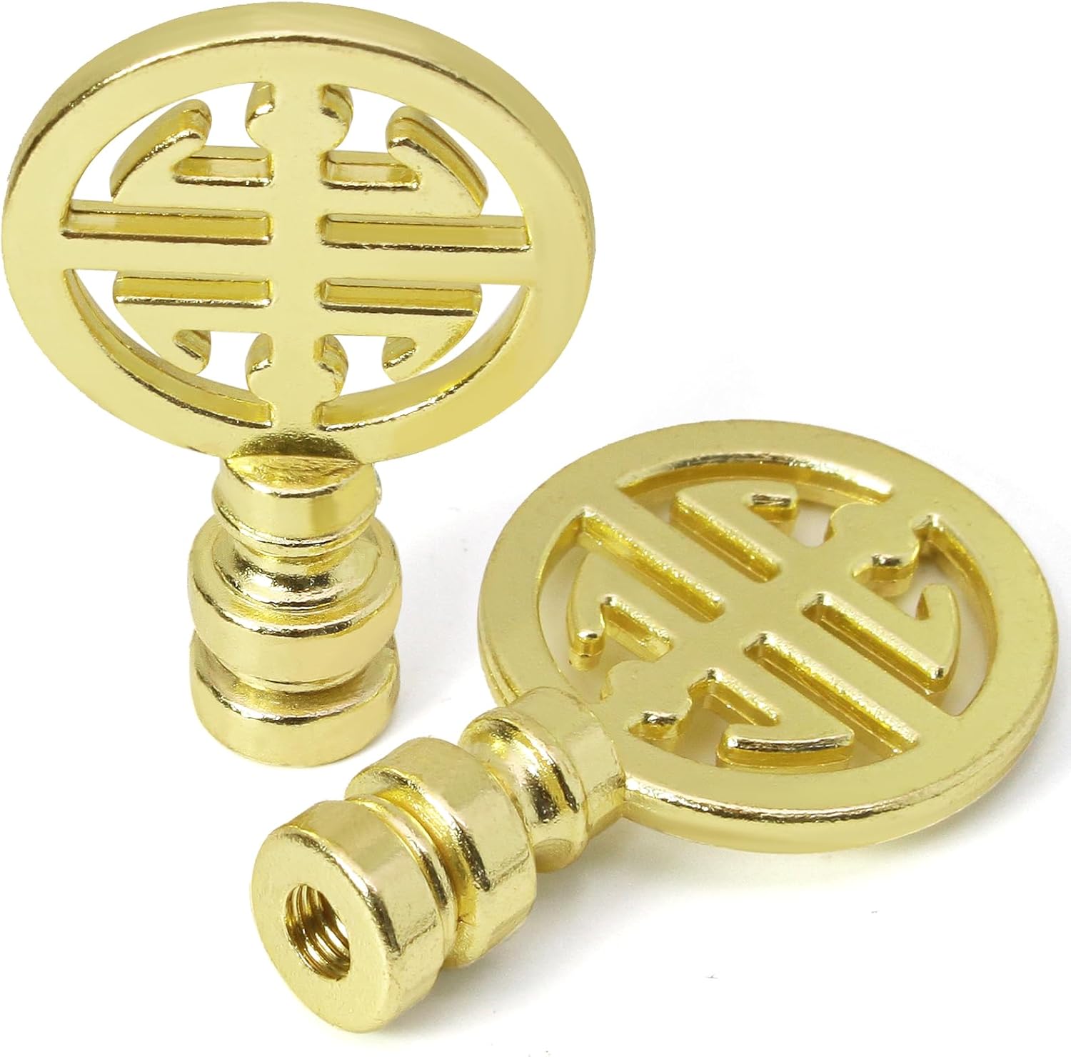 Murtenze 2PCS Oriental Lucky Lamp Finial, Antique Bronze Decorative Finial for Lamp Shade Top, Hollowing Out Lamp Finial Cap Knobs for Table & Floor Lamps, Happiness Symbol Lucky Decoration