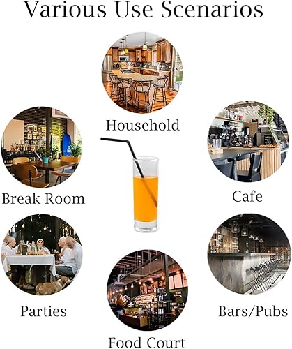 Miniatura 7 de FOREVERIE Pajitas flexibles de plástico para beber, diámetro 0.236 in, longitud 8.3 in, 100 unidades, negro, estándar largo