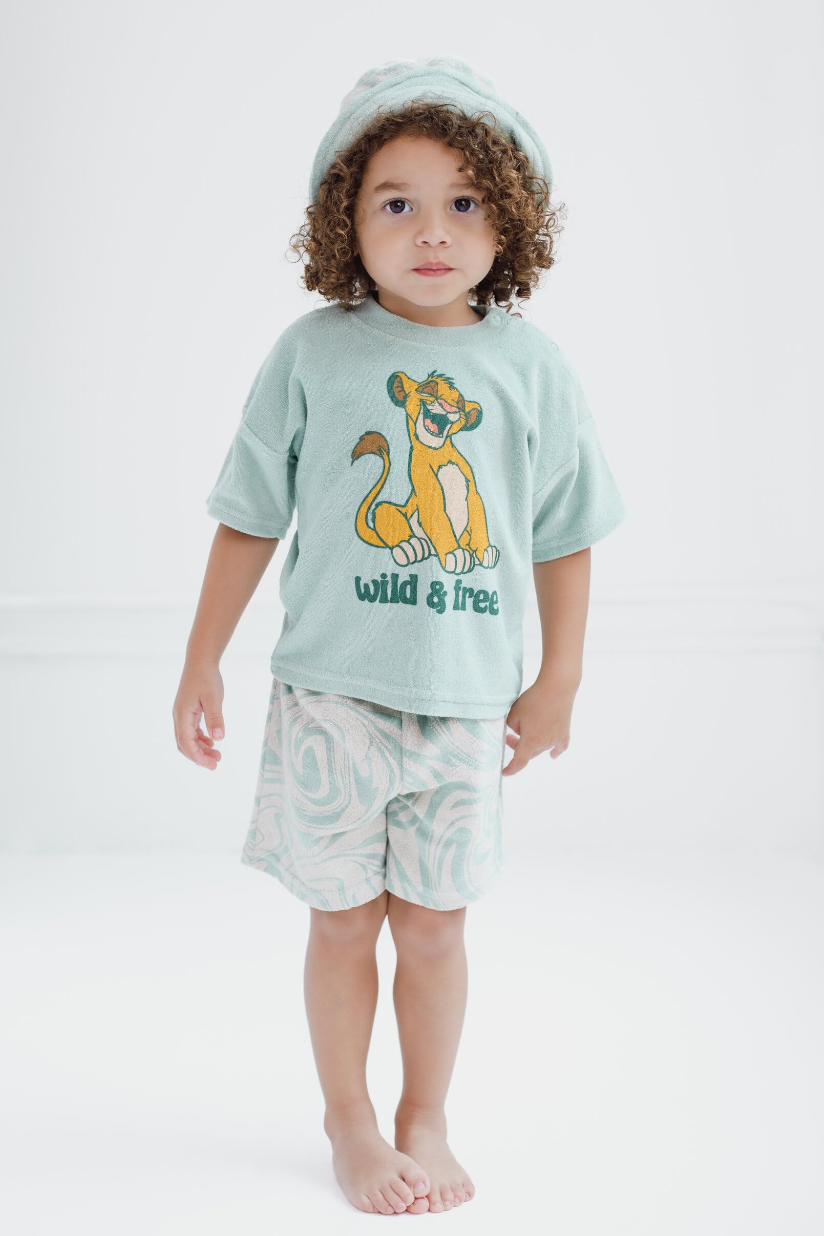 Disney Baby-T-Shirt, Fahrrad-Shorts und Mütze, 3-teilig, Motiv: König der Löwen, Mickey Mouse Simba