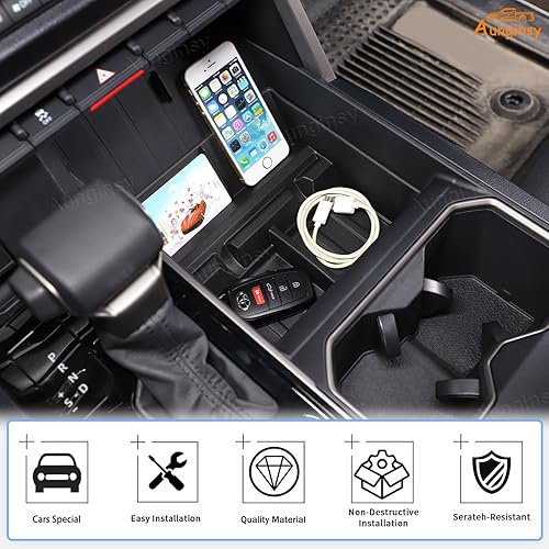 Miniatura 5 de Aunginsy Caja de almacenamiento de consola central inferior para automóvil compatible con Toyota Tundra 2022-2025 Bandeja organizadora de engranajes