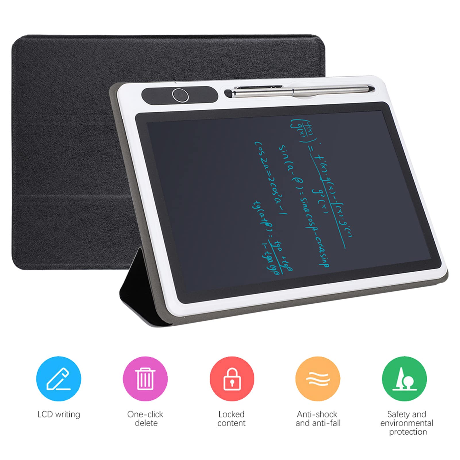 LCD Writing Tablet Electronic Handwriting Board with Pressure Sensor for Kids Students Business Black 9.3 Inch