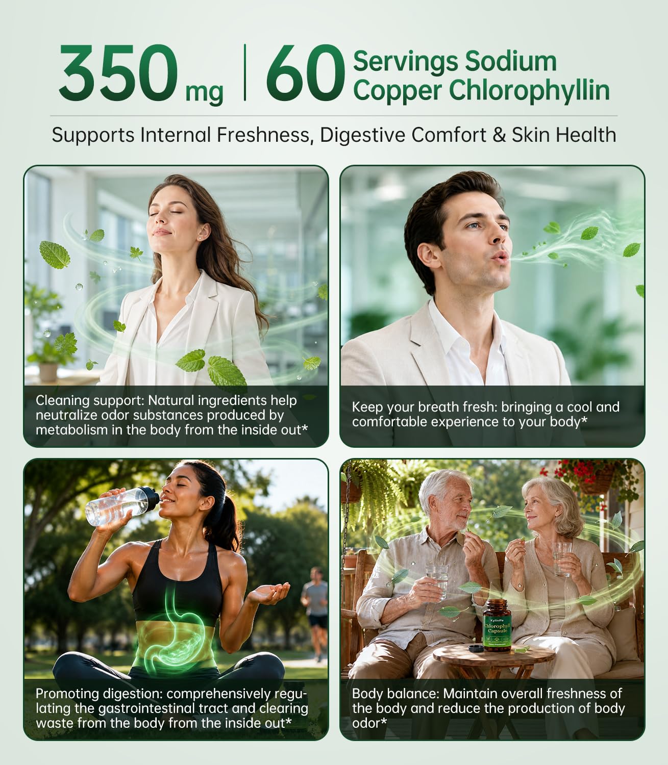 Chlorophyll Capsules Deodorant Women, Body Odor, Digestive Comfort, 120ct — Amazon image 4