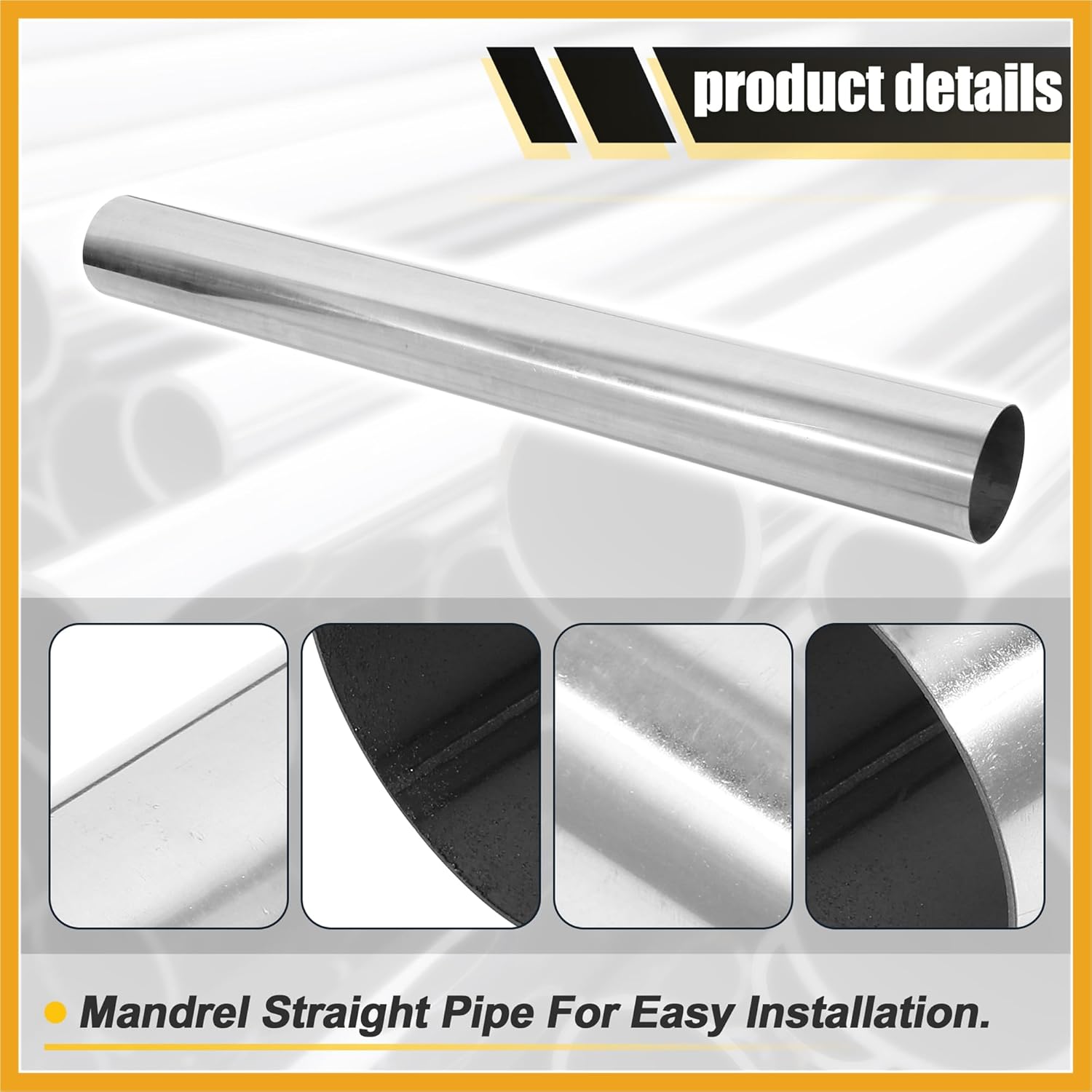 Straight 4" OD 35" Length DIY Custom Mandrel Exhaust Pipe 4 Inch Tube Pipe T304 Stainless Steel Universal Fit Replacement