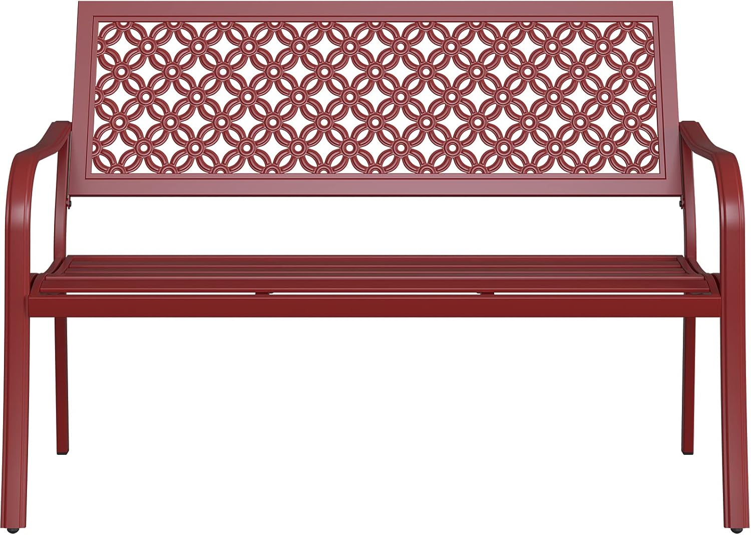 Grand patio Outdoor Bench, Garden Benches with Anti-Rust Steel Metal Frame, Patio Seating for Front Porch Park Outside Furniture Decor, Cherry Red : Patio, Lawn & Garden
