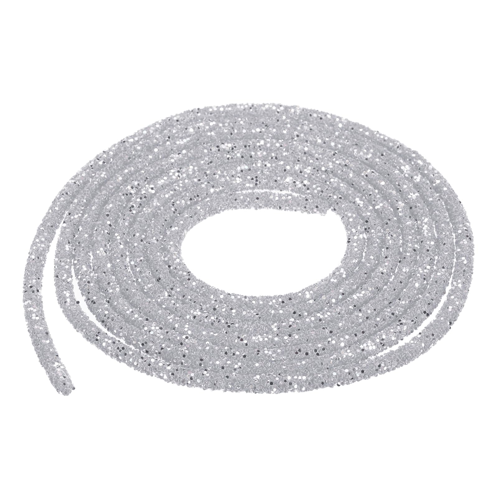 sourcing map 5 Yard 6mm 0.24 inch Glitter Sequins Rope Sequins Rhinestone Tube Cord for DIY Wedding Dresses Costume Clothing Shoes Jewelry Accessory Clear White — view 6