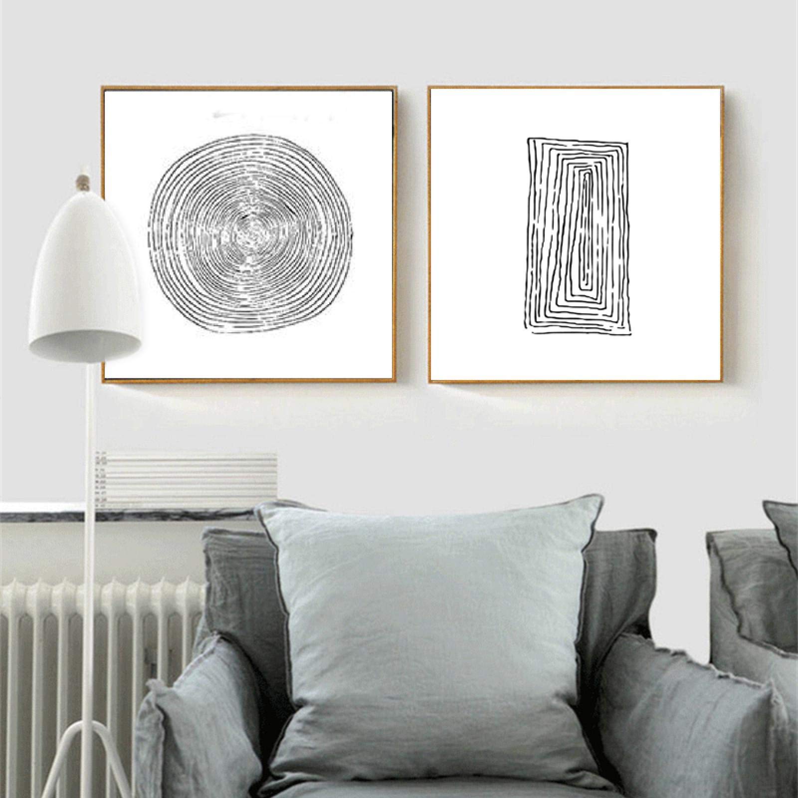 Affiche géométrique moderne pour habiller un mur vide peinture abstraite nordique 70x70cm