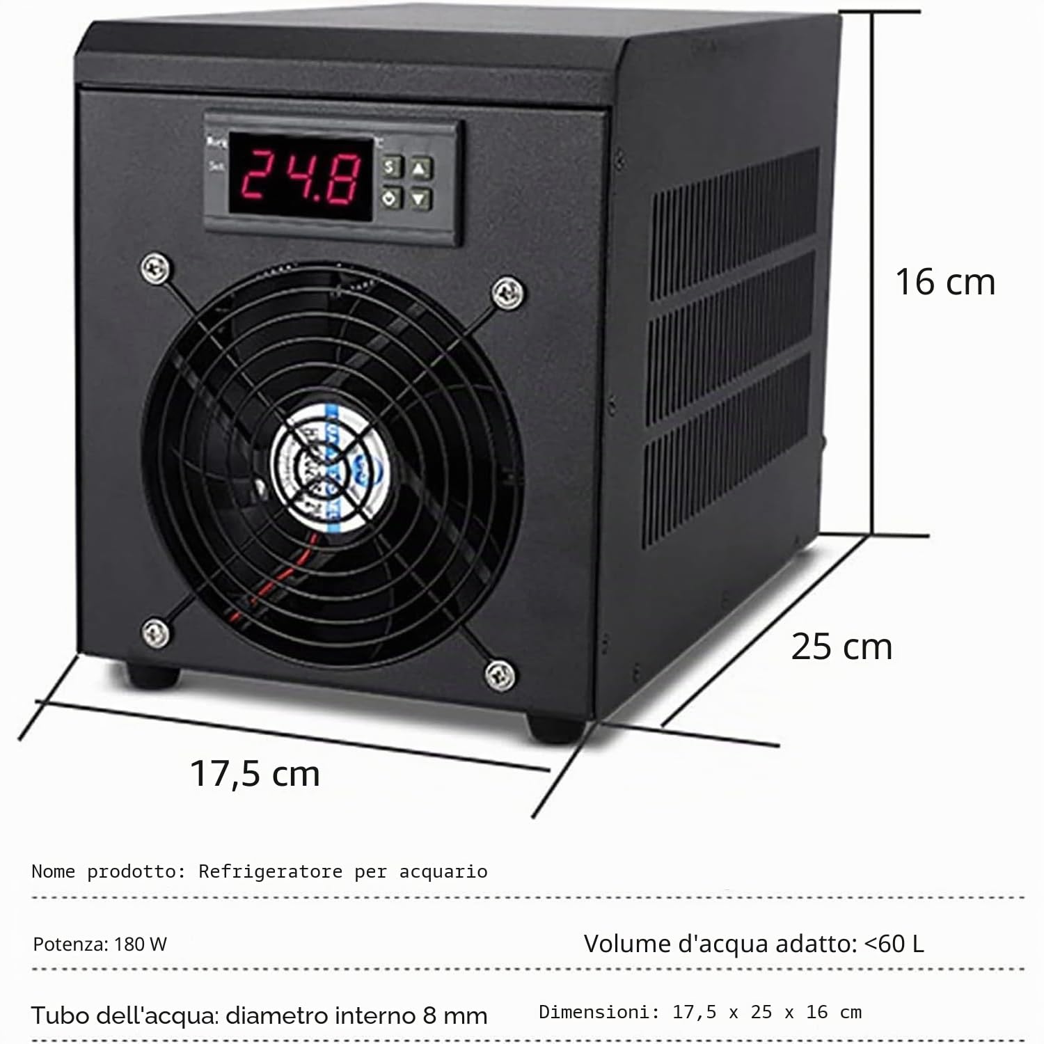 Refrigeratore per Acquario, Refrigeratore per Acquario con Acqua Fresca, Refrigeratore Acqua da 60L/160L/300L per Serbatoio di Pesci con Compressore Silenzioso, Macchina di Raffreddamento Acqua per