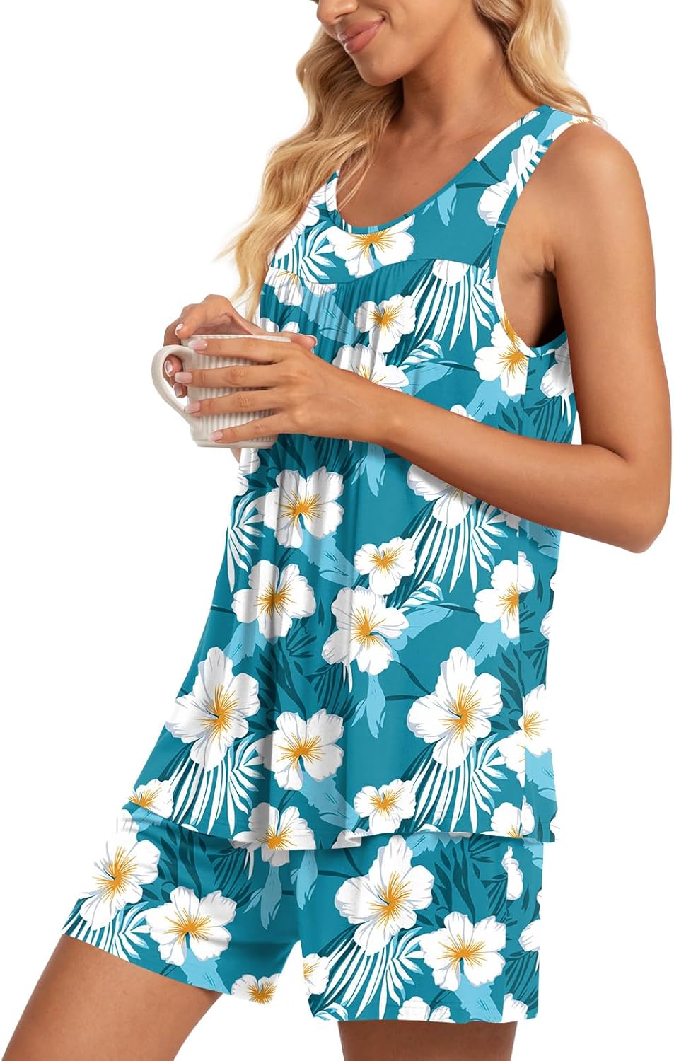 TAOHUADAO 2 Piece Women's Sleeveless Pajama Sets, Lounge Sleepwear Ladies Pjs Sets with Pockets - Image 3