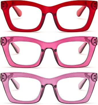 Reading Glasses for Women Style Oversized Square Spring Hinge Blue Light Blocking Glasses