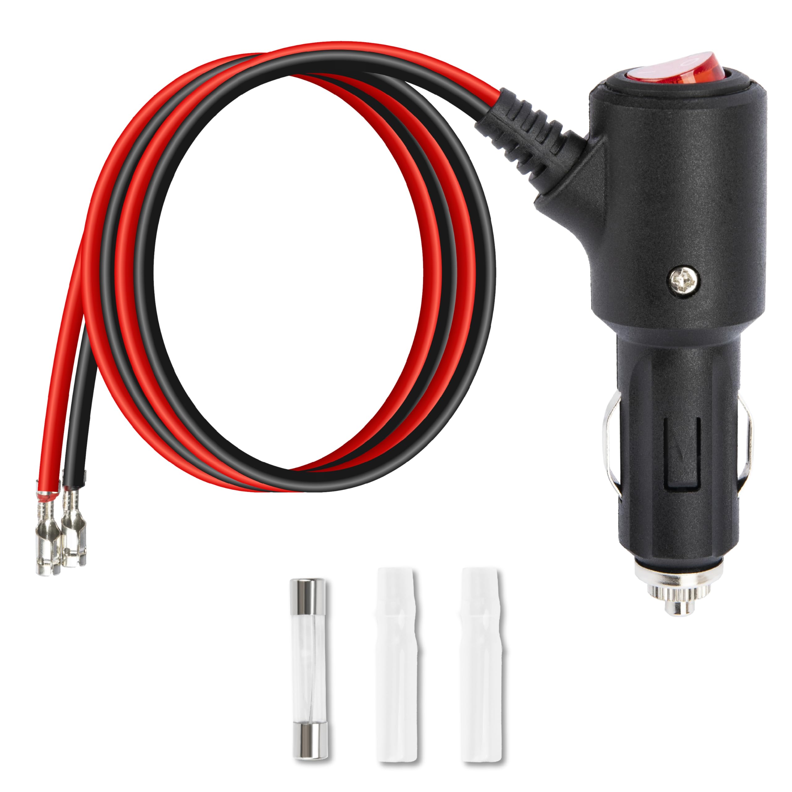 12V Cigarette Lighter Plug with On Off Switch 2FT 16AWG Heavy Duty 15A Car Cigarette Lighter Replacement Male