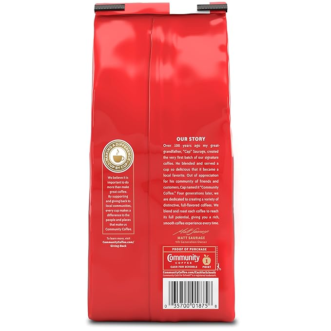 Café Community Coffee Signature Blend en Grano, Tostado Oscuro, Paquete de 6 x 12 oz miniatura 3