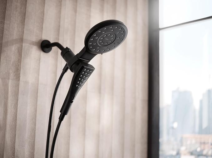 Moen Verso Matte Black Eight-Function 7" Diameter Spray Head Standard con Handshower y Manguera de 72" miniatura 9