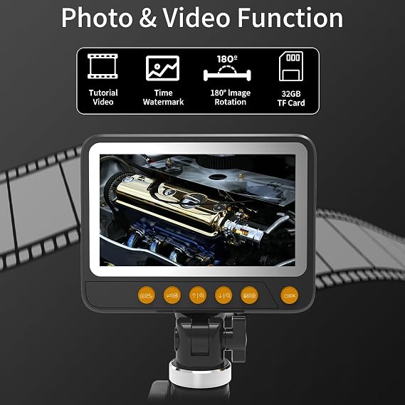 ZX3-D1 Two-Way Articulating Borescope with Light, 0.15in Industrial Endoscope Inspection Camera, 5-inch IPS Articulated Snake Camera, 8X Zoom Video Inspection Scope- 3.3FT