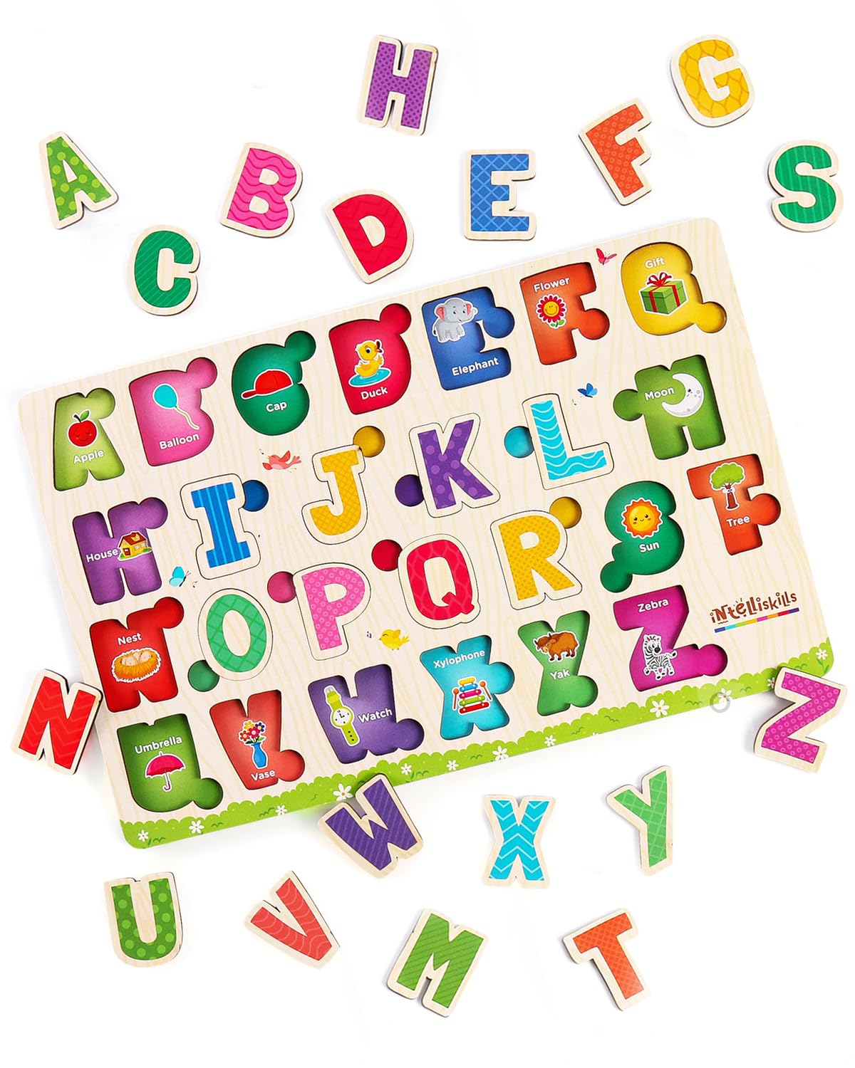 Firstcry Intelliskills Premium 26 Pieces Hide N Seek Alphabet Wooden Tray Board Puzzle | Educational and Learning Toy for Kids | Multicolor | 2+ Years (B0C1G7LPF1) Amazon Price History, Amazon Price Tracker