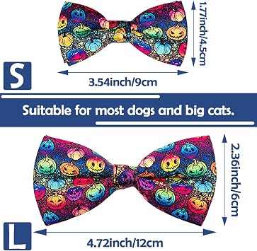 PET SHOW 10 Pack Dog Bowties Halloween for Large Dogs Sliding Collar