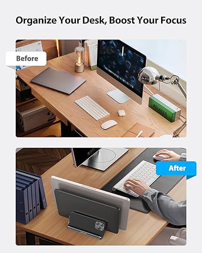 Miniatura 5 de AboveTEK Soporte vertical para portátil con 3 ranuras para computadora, tableta, teléfono, se adapta a todos los modelos de portátiles (hasta 17.3