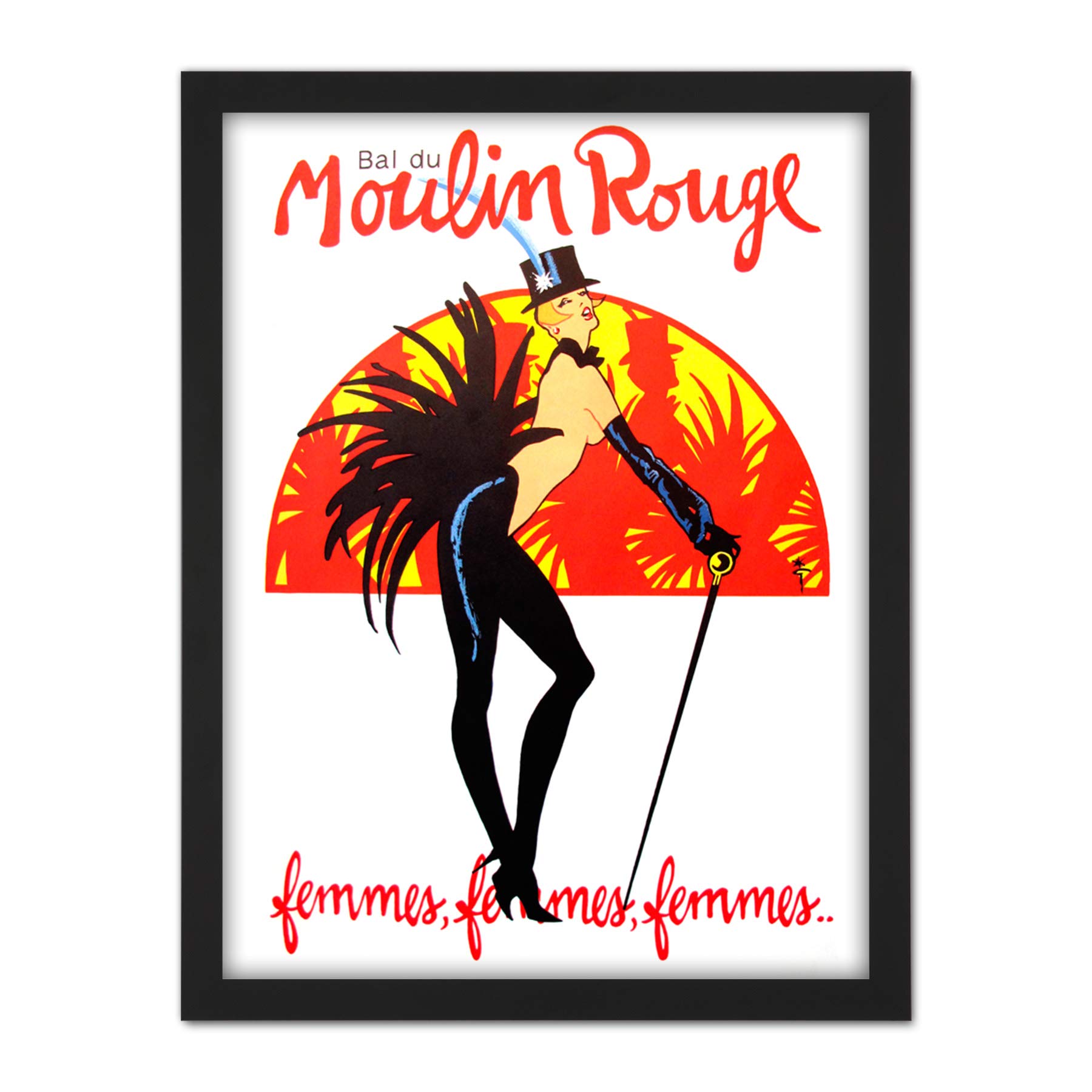 Wee Blue Coo Burlesque Moulin Rouge Paris Girls Artwork Framed Wall Art Print 18X24 Inch