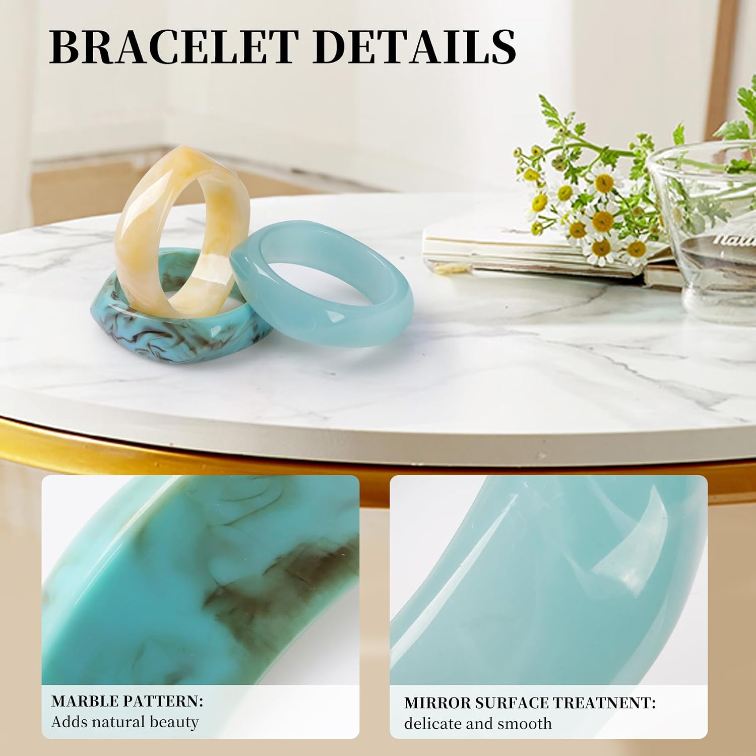 Chunky Resin Acrylic Bangle Bracelets for Women, Irregular Geometric Cuff Wide Wristband Bangles Trendy Chunky Resin Stackable Stretch Bracelet Jewelry Set