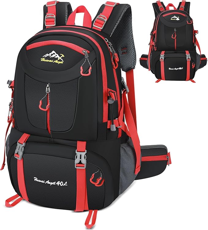 Zaino Trekking 40 Litri Impermeabile - Ultraleggero E Pieghevole, Con Scomparti E Strisce Riflettenti - Foto 3