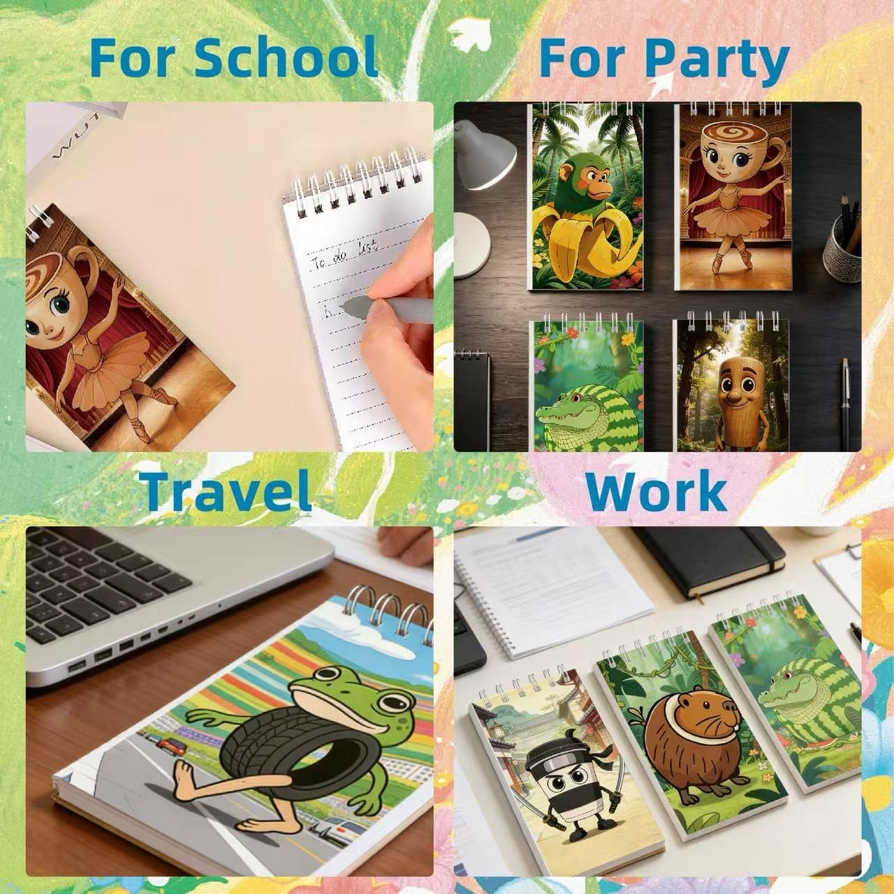 Brainrot Pocket Note Pads 12PCS, 4x2.7 Inch Mini Spiral Notebooks for Kids- Cute Small Notebook Set Ideal for Brainrot Party Favors, Work & School image 3