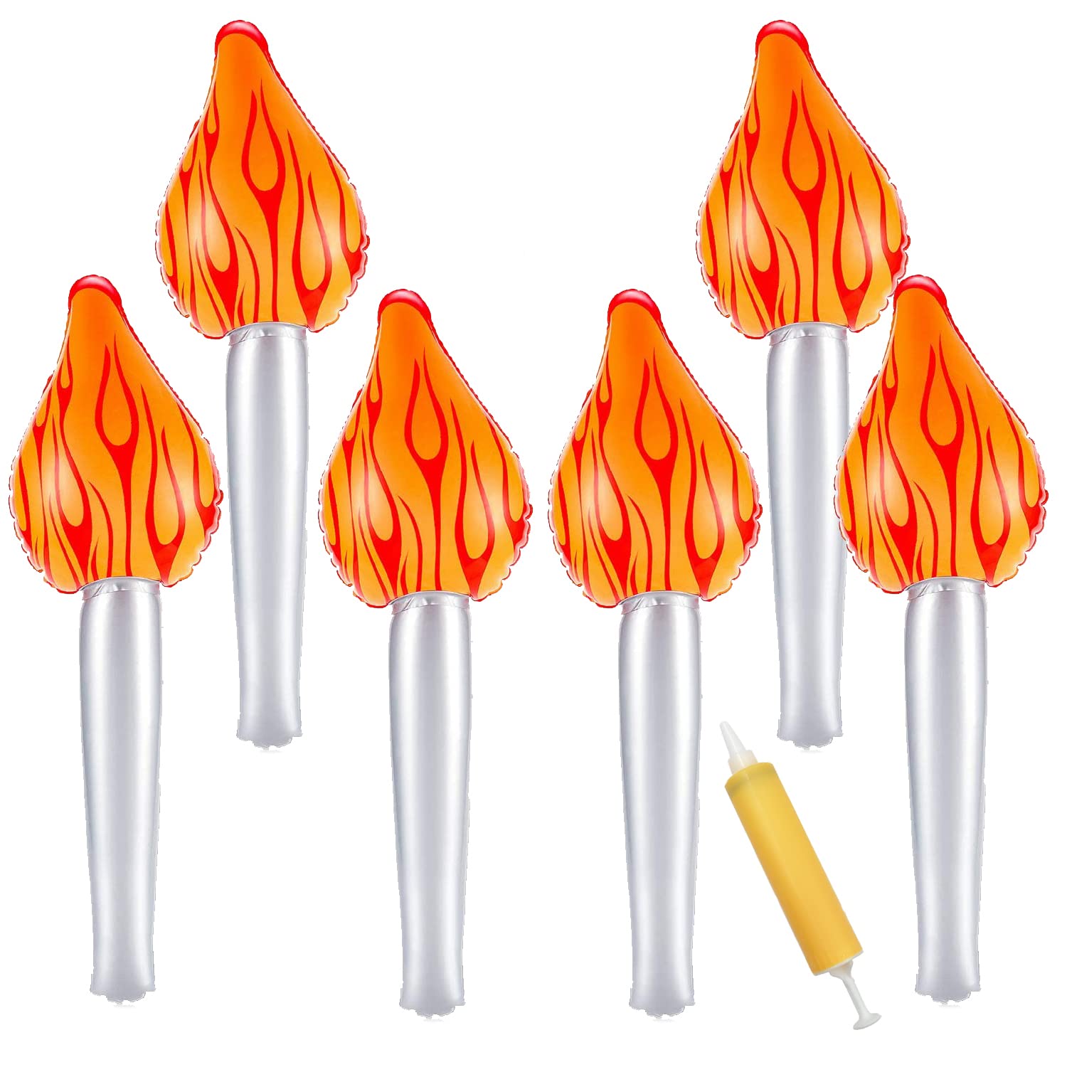 Darovly 6 Pcs Inflatable Torch Fun Torch Inflates with 1Pc Pump for Party Decorations, Sports Competitions, Halloween Cosplay, Gifts or Rewards