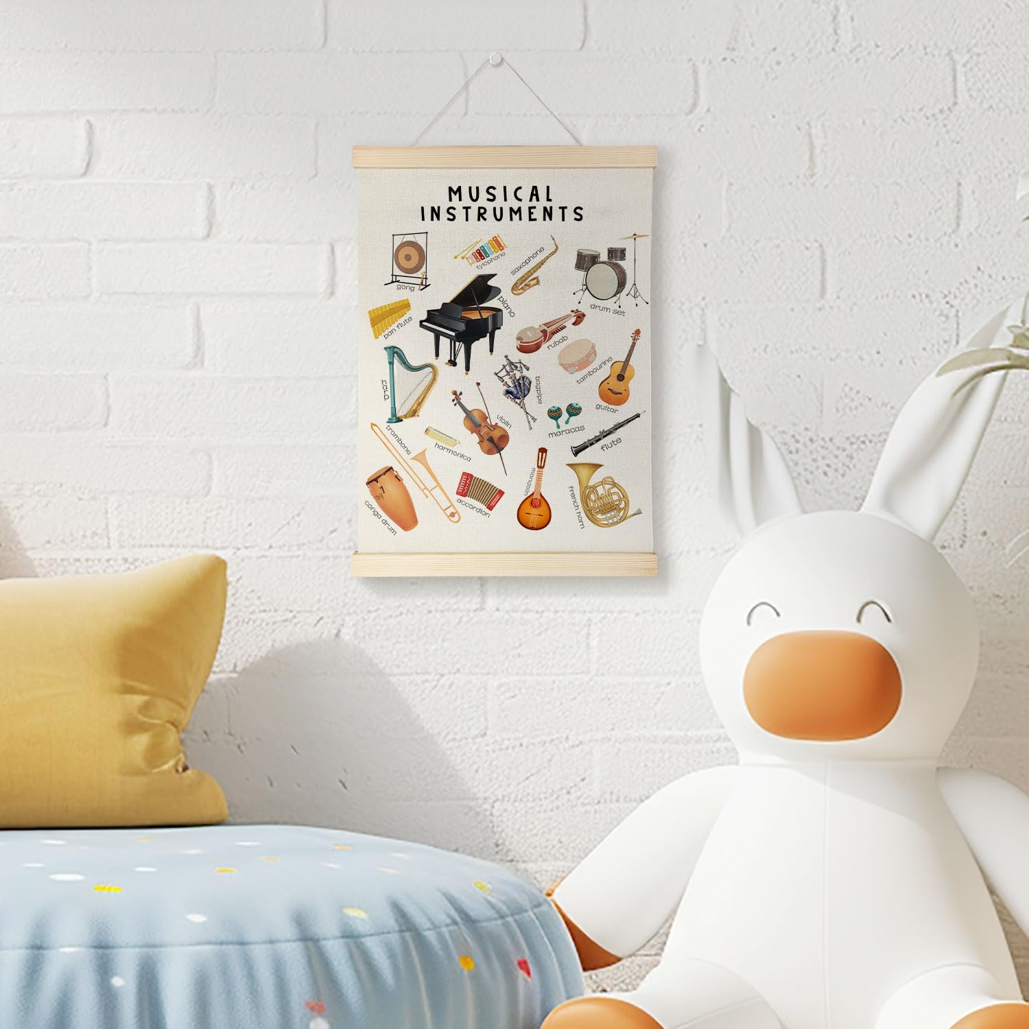 Nrleey Decorazione da parete per aule di musica, strumenti musicali, arte da parete con gancio per poster in legno, decorazione per sala musica, decorazione da parete per camera da letto, camera da