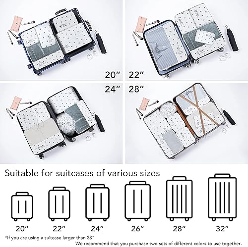 Miniatura 2 de DIMJ Juego de 8 cubos de embalaje, organizador de viaje, bolsas organizadoras de equipaje, bolsas organizadoras de maleta, juego con bolsa para