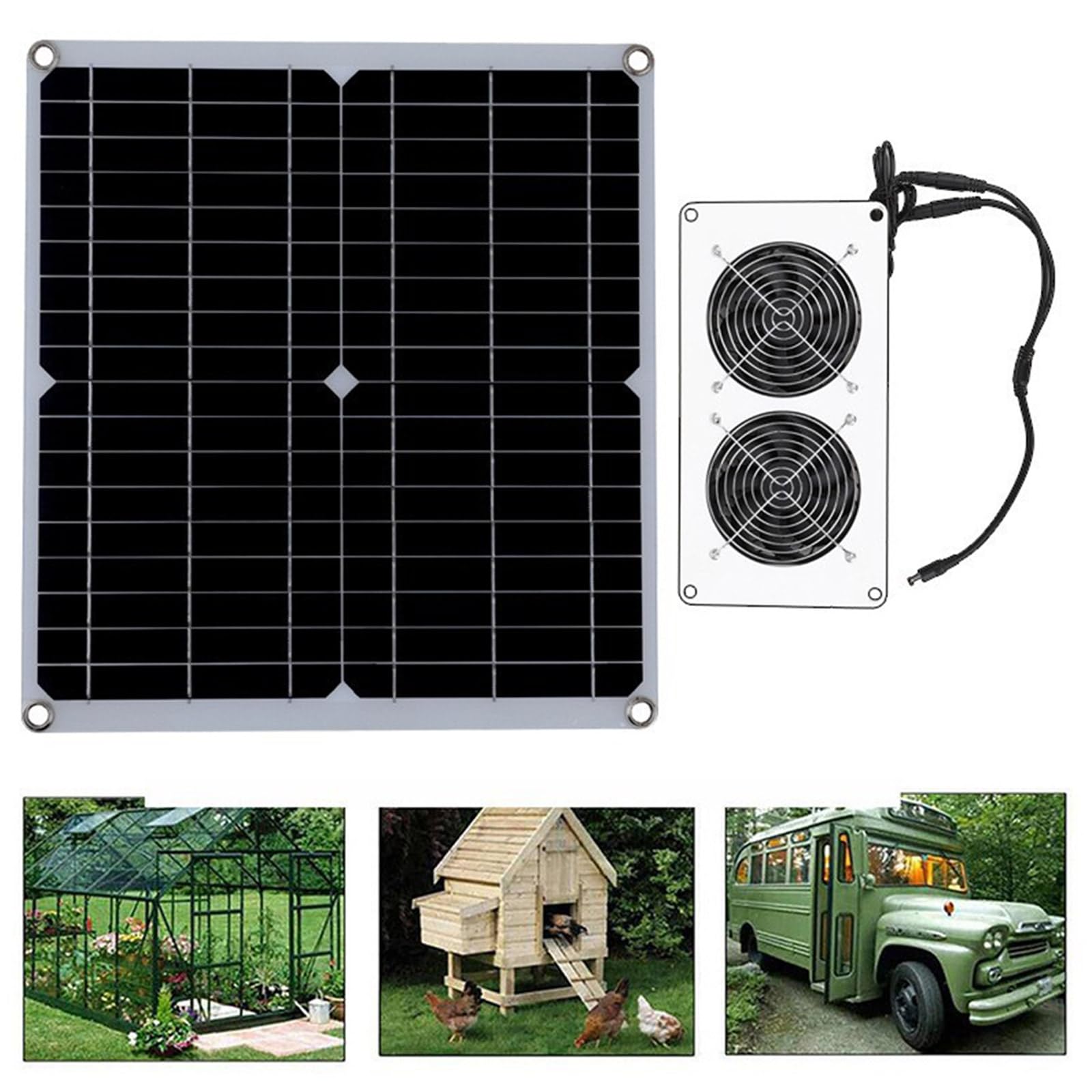 Ventilateur d'échappement flexible à énergie solaire - Dispositif de contrôle de la température pour camping-cars, bateaux, poulaillers et tanières - Ventilation extérieure solaire