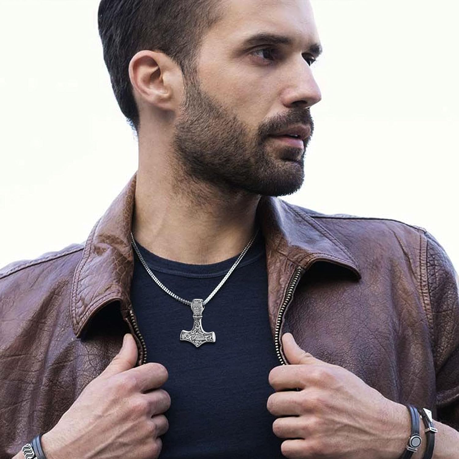 Miniatura 2 de U7 Collares de nudo celta, joyería vikinga nórdica de acero inoxidable, martillo de Thor, runas, triqueta mágica, nudo trinitario, colgante de cruz