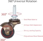 1.5" Ball Casters Stem Caster Wheels with 5/16" x 1-1/2" (8 x 38mm) Stem Antique Gold Ball Caster Swivel Caster for Furniture Casters Sofa Chair Cabinet Set of 4 (Without Brakes)