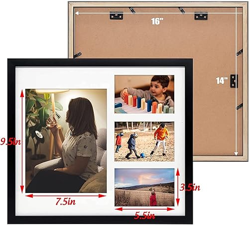 Vista 117 de Golden State Art, Juego de 2 portarretratos de madera blanca de 12 x 17 pulgadas, paspartú blanco para fotos de 8 x 10 y 5 x 7 pulgadas, vidrio