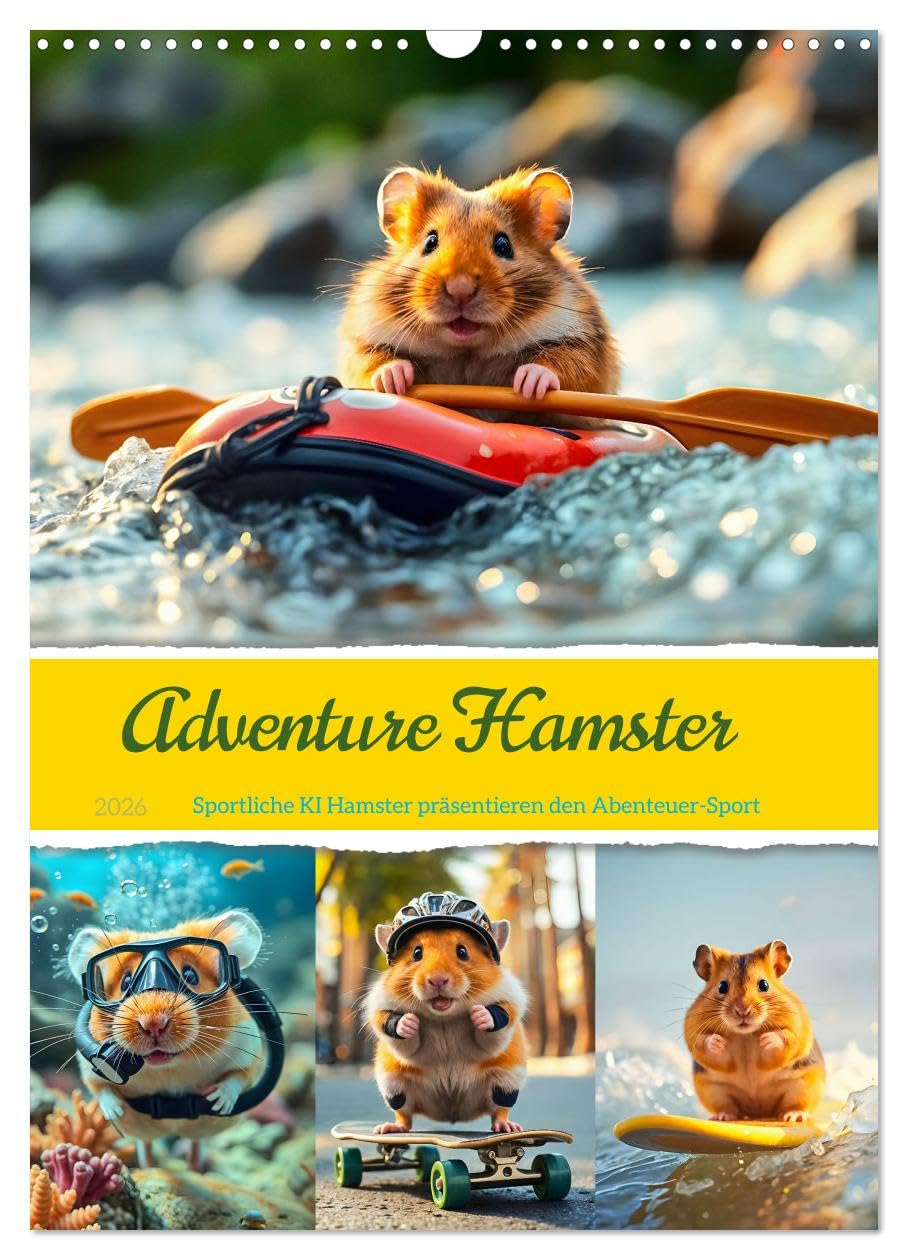 Adventure Hamster - Sporty AI hamsters present the adventure sport UK-Version (Wall Calendar 2026 DIN A3 Portrait), CALVENDO 12 Month Wall Calendar — image 1
