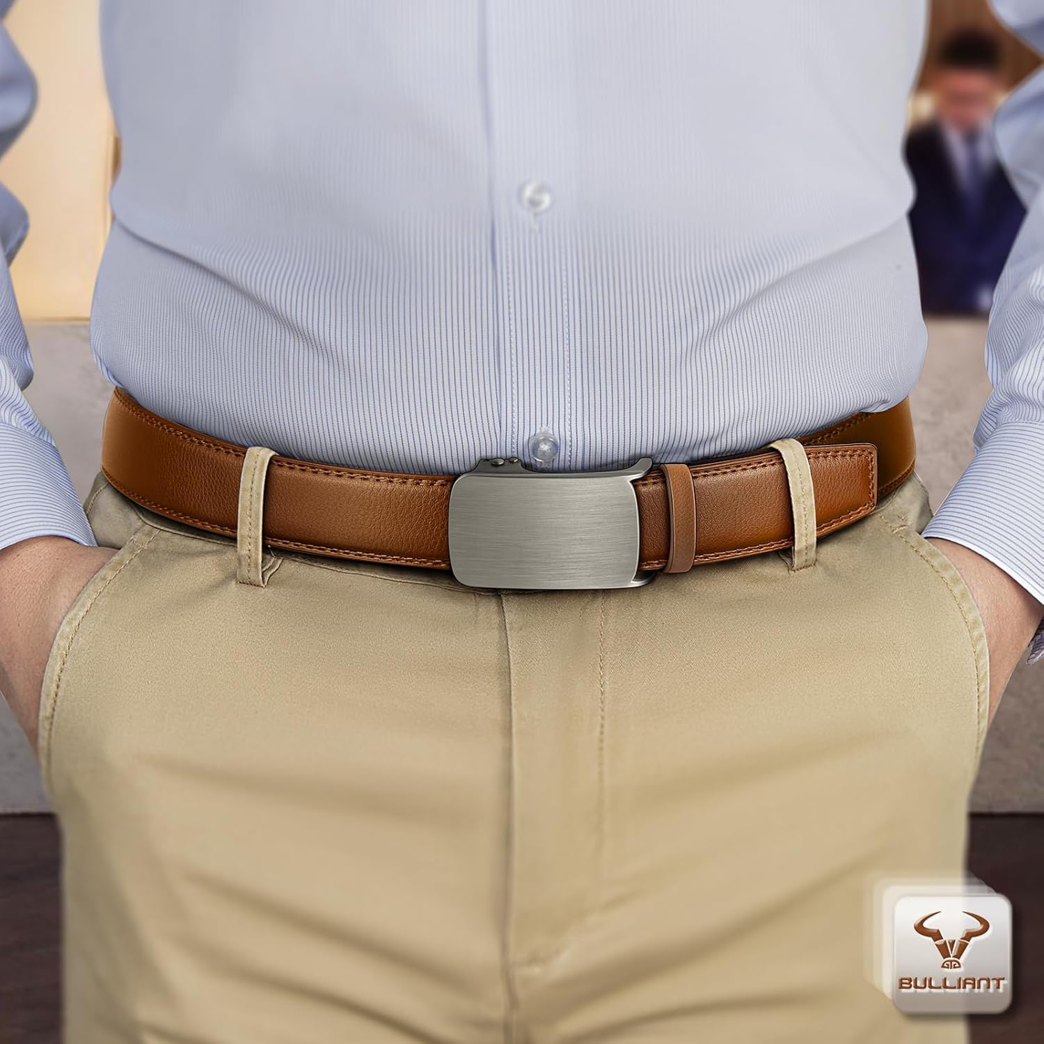 BULLIANT Men Belt 2 Gift Pack, Ratchet Belt Fully Adjustable For Men Dress Casual Pants Jeans 1 3/8" -Noncuttable - Image 5