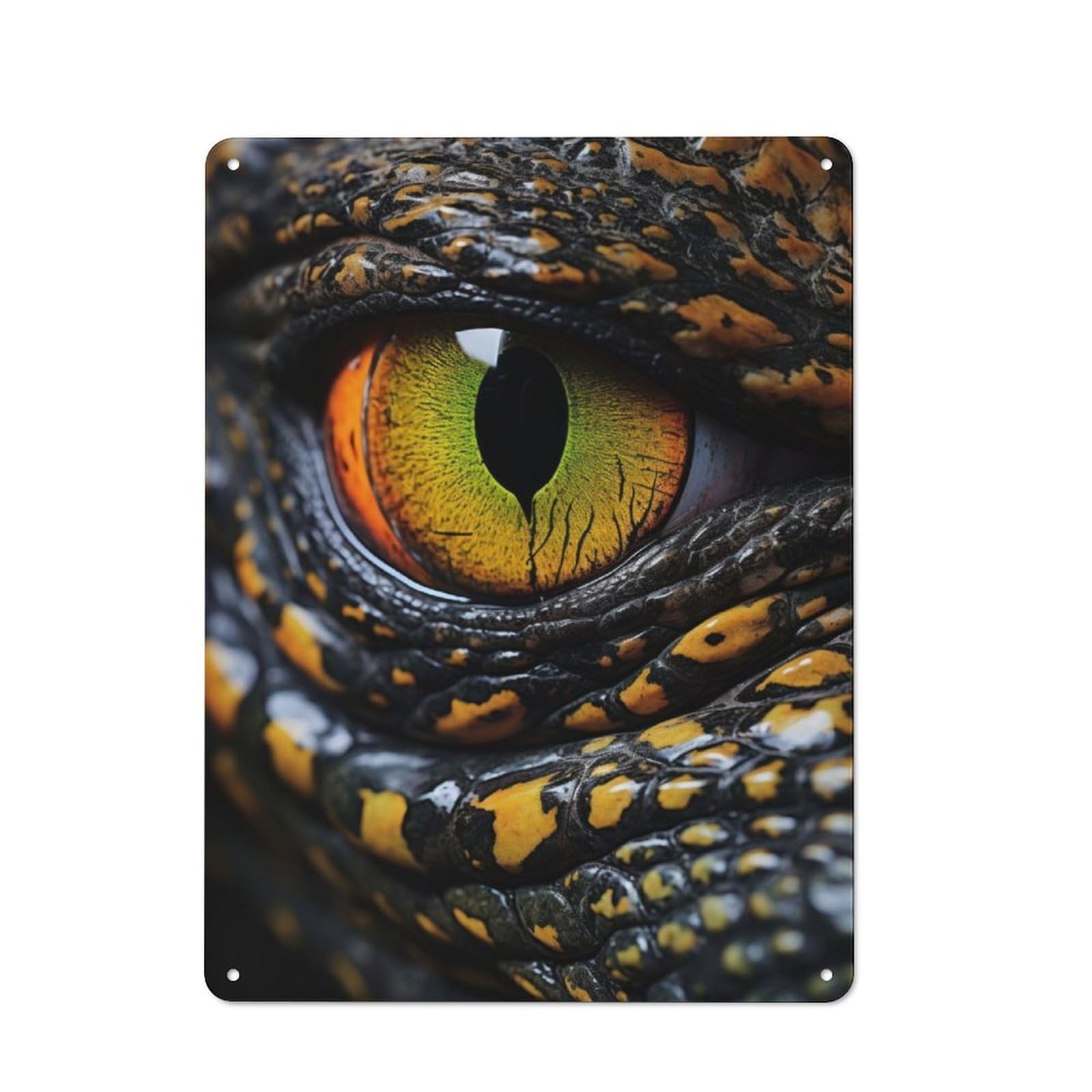 Junmoney Reptilian Gaze Retro Tin Sign 40X30cm For Workshop Wall, For Collectors Of Retro Metal Wall Decor