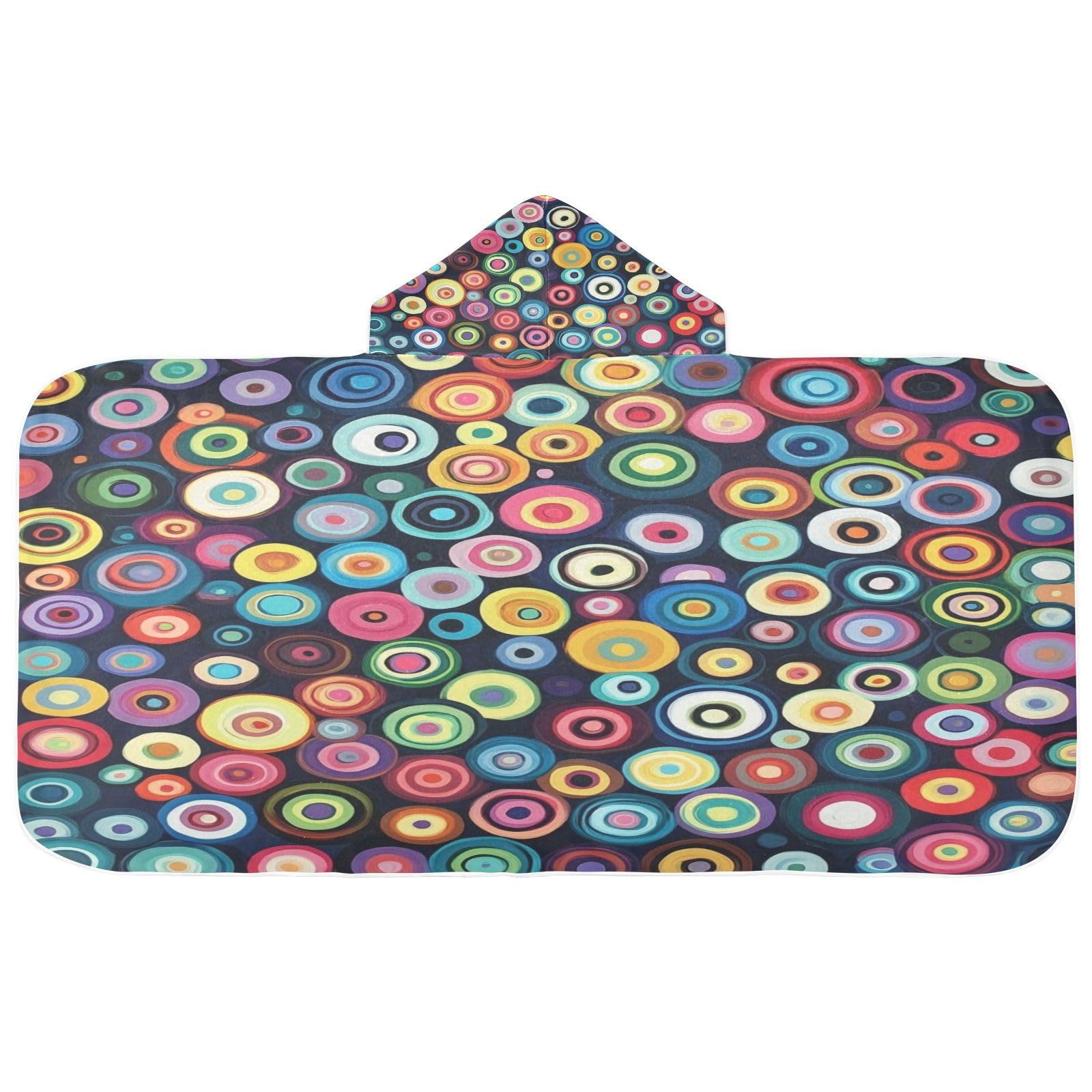 Kigai Colorful Dots Hooded Beach Towel for Kids Soft Absorbent Quick Dry Bath Towel with Hood Lightweight Toddler Shower Pool Bath Wrap for Boys Girls
