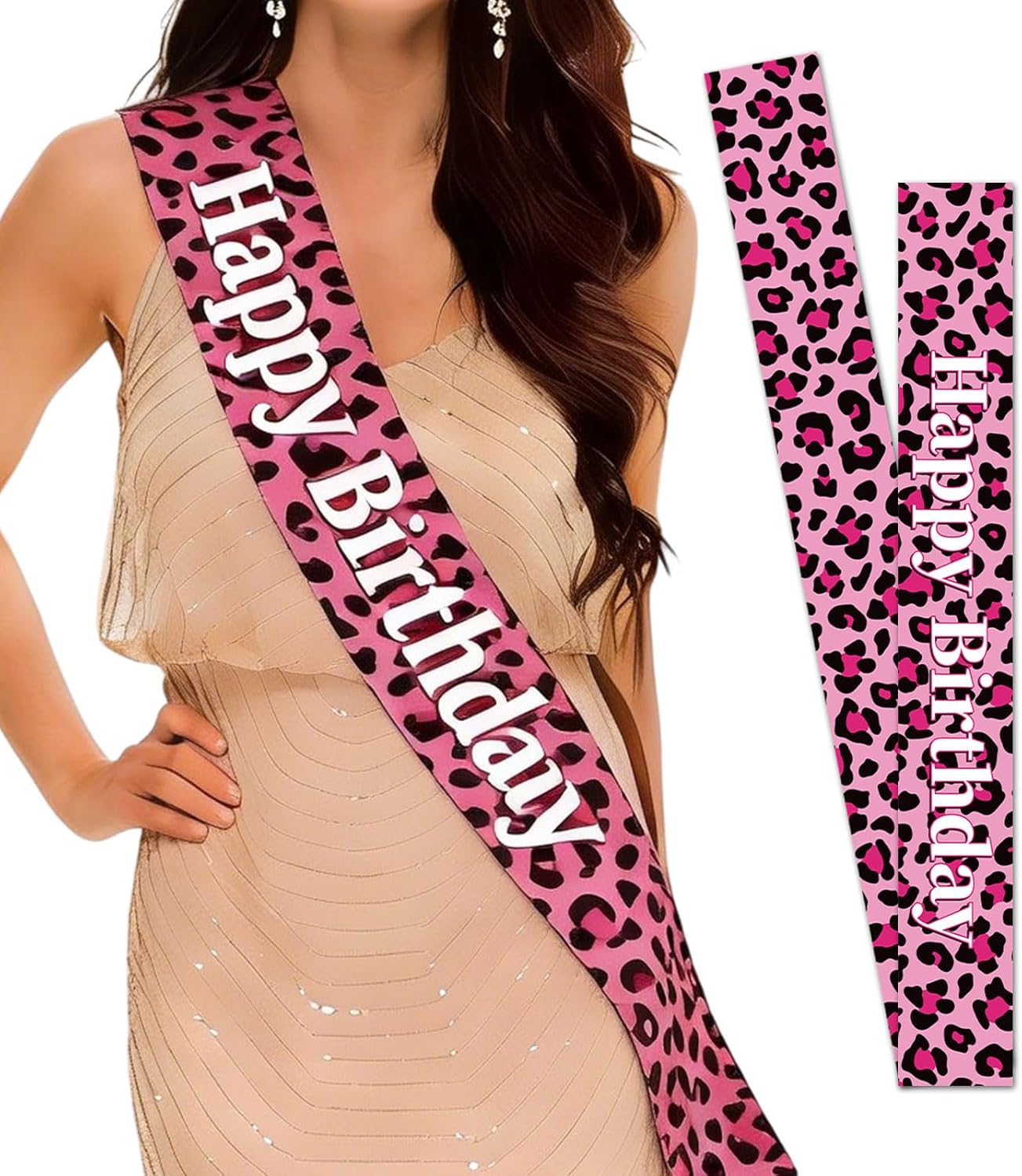 Bubsy Leopard Gepardo Happy Birthday Wishes Sash Girl Pink Birthday Party Gifts Safari Wild Jungle Birthday Celebration